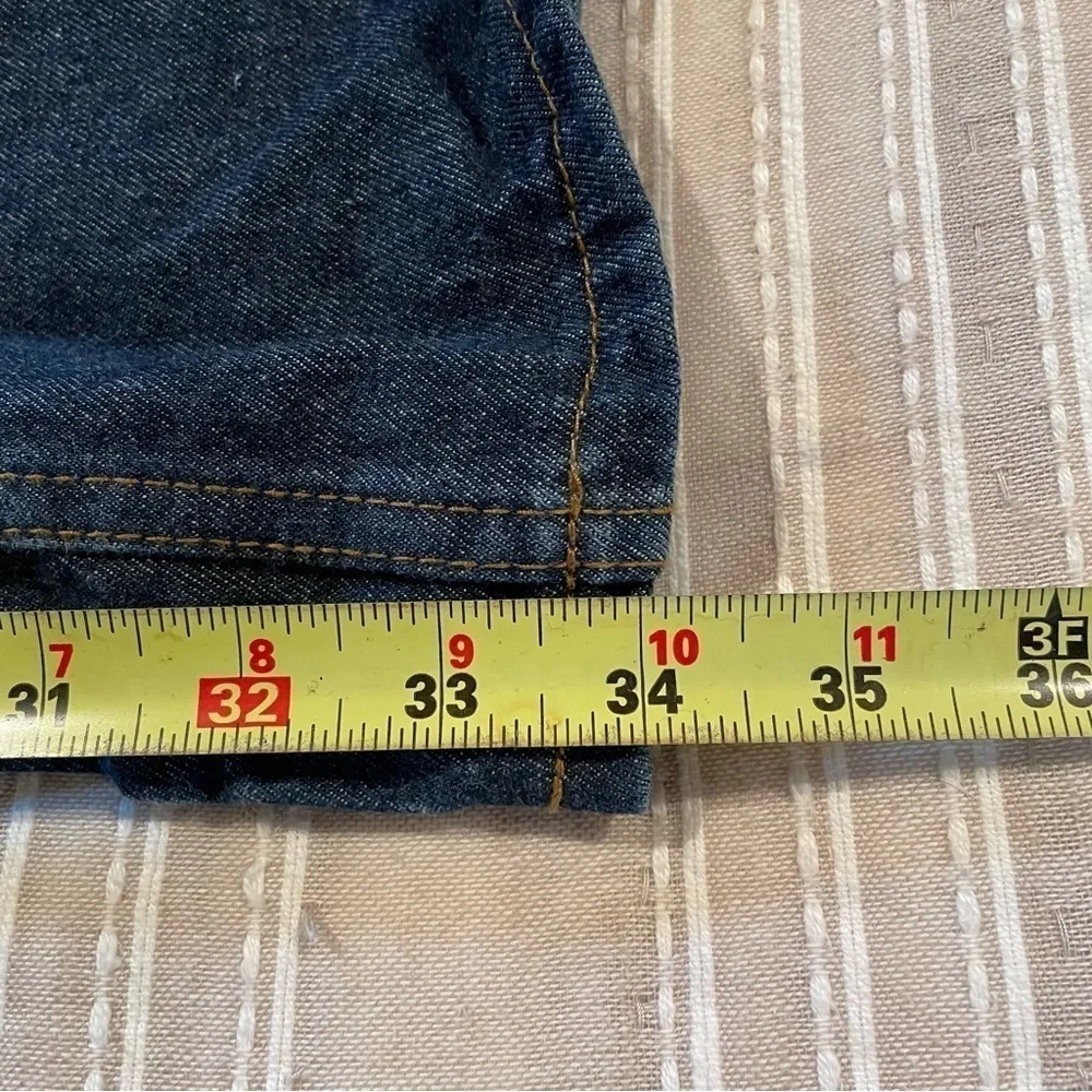 Rocawear Men’s Dark Wash Back Pocket Flap Straight Leg Jeans 38x34